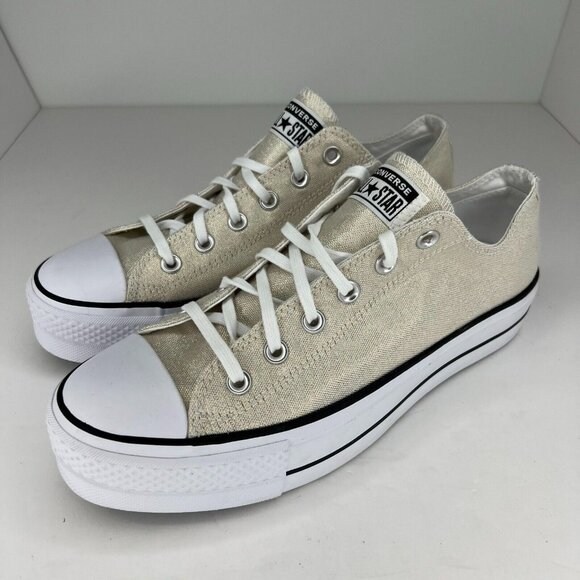 Converse Womens 568630C Cream Chuck Taylor All Star Low Lift Size 10.5 Sneakers - Picture 1 of 10
